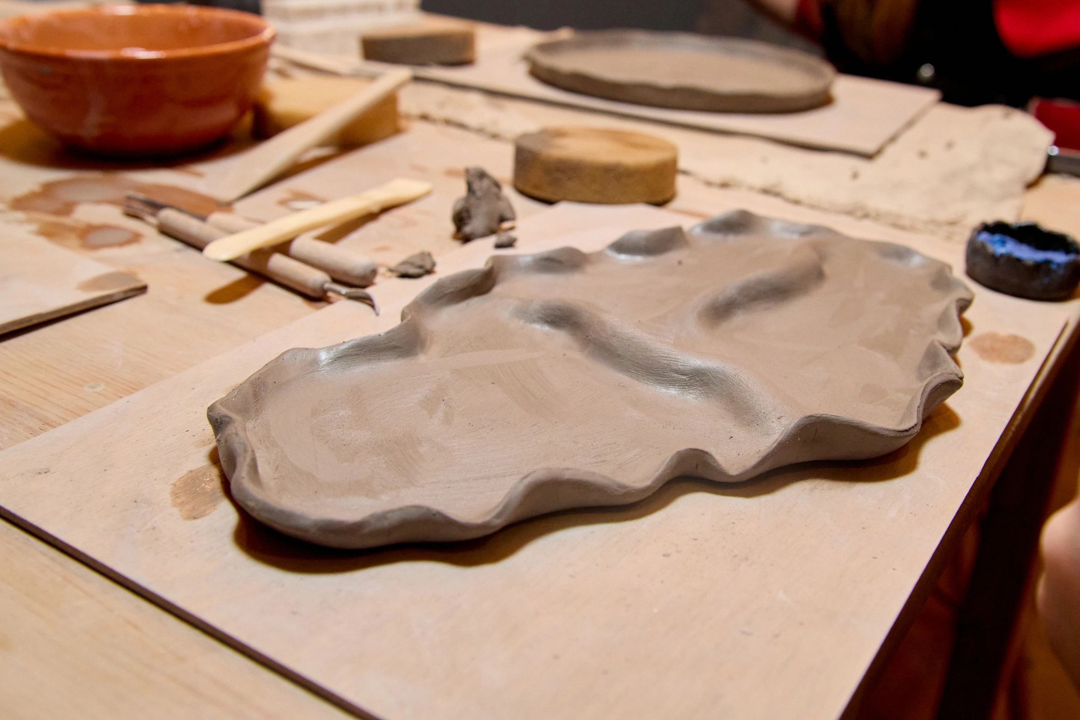 Creative studio table prepared for hands-on making